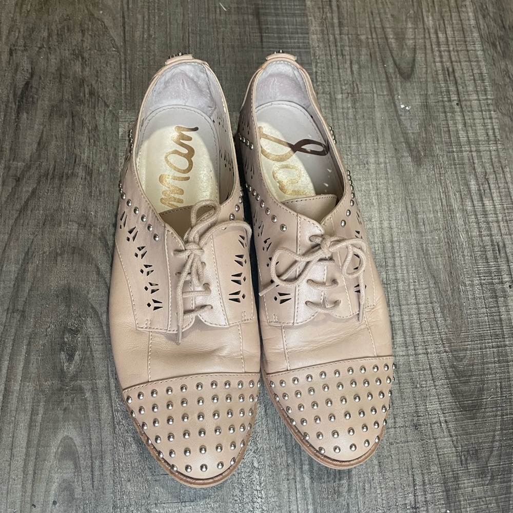 Sam Edelman Jayden Leather Studded Lace Up Oxfords, Womens 6